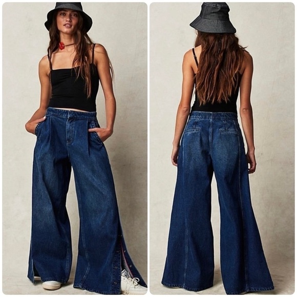 New! FREE PEOPLE / WE THE FREE Time Warp Wide Leg Denim Jeans 👖 Sz 26 - Picture 1 of 5